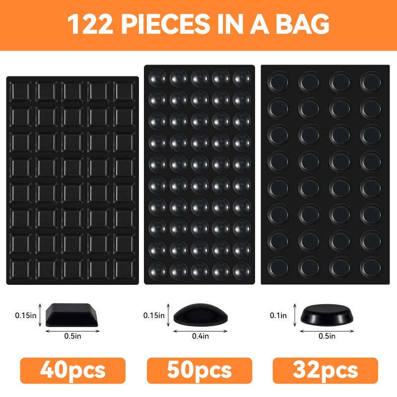 FURNIMATE Adhesive Rubber Feet 122PCS - Black Bumpers Self-Stick Small Sticky Pads for Electronics - Image 3